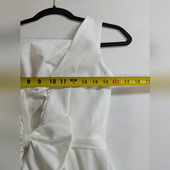 Off White Boatneck Midi Wedding Dress Romantic Lace-Up Back and bow Sz 6 NEW - Picture 12 of 16